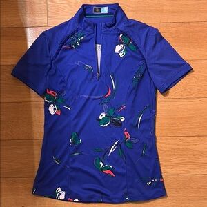 PGA Tour Royal Blue Short Sleeve Zippered Polo Jersey